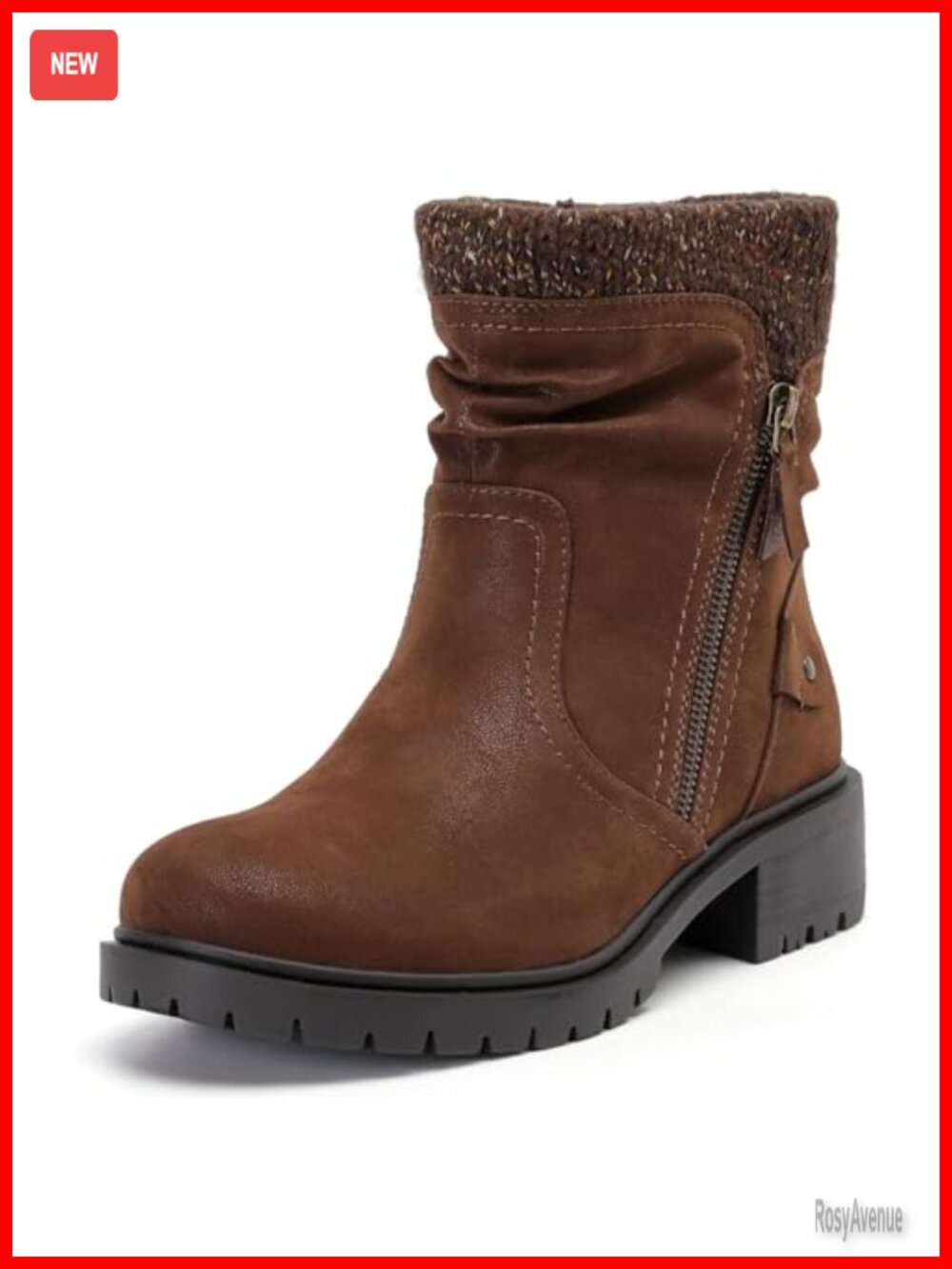 Wide Width Ankle Boots Low Heel Side Zipper Slouchy Mid Calf Booties
